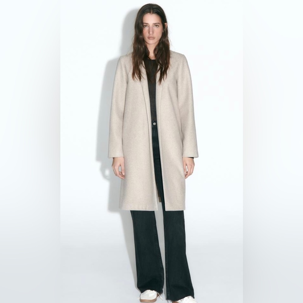 Zara Felt Coat in Cream